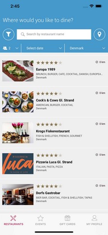 Application mobile de DinnerBooking